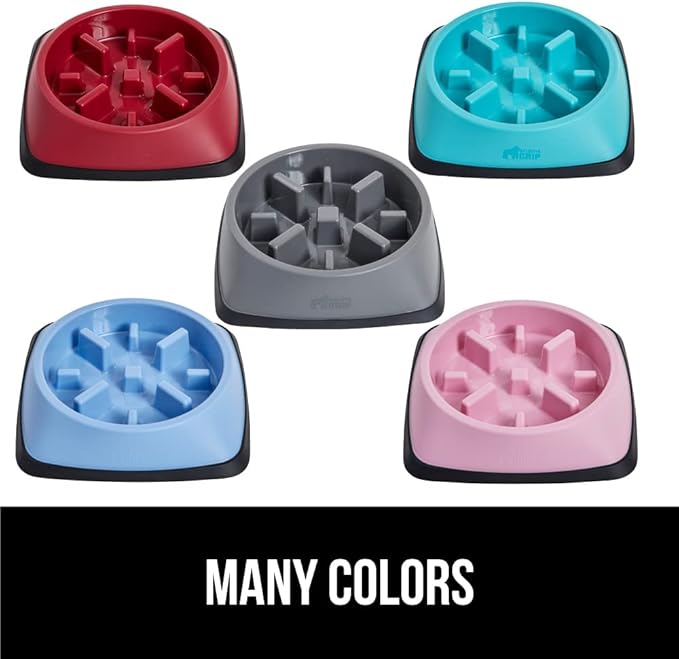 GORILLA GRIP Patented BPA Free Slow Feeder Dog Bowls, Interactive Puzzle Toy for Dogs and Cats Food Training Enrichment, Keeps Pets Busy and Prevents Puppy Overeating, All Breeds, 2 Cup, Gray