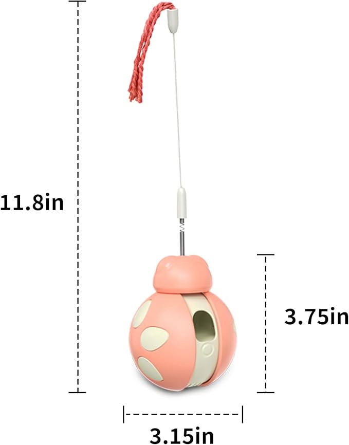 Cat Puzzle Toy for Indoor Cats - Ladybug Design with Treat Dispenser, Tumbler Ball & Detachable Wand Toy | Durable & Safe Interactive Pet Teaser Toy (Pink)