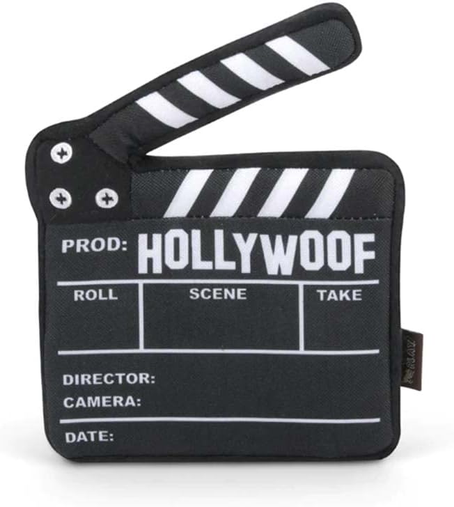 P.L.A.Y. Cute Plush Dog Toys - Hollywoof Cinema, Movie Themed Durable Squeaker Chew Toy, Great for Puppies & Small, Medium, Large Dogs - Machine Washable, Recycled Materials (Doggy Director Board)