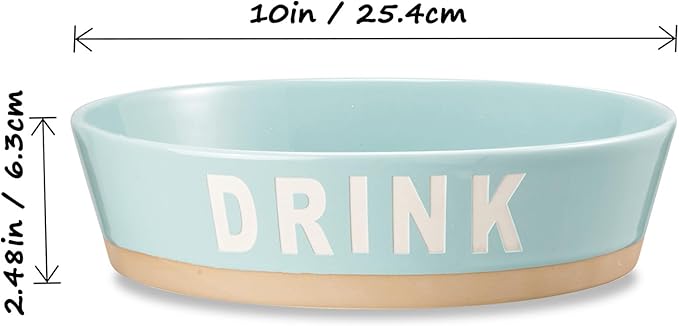 10" Non-Slip Ceramic Dog Bowl, 71 Oz Heavy-Duty Dog Food/Water Dish, Pet Feeding Bowl for Medium-Sized Dogs and Large Breeds, Porcelain Pet Feeder Bowl, Microwave and Dishwasher Safe, Lake Blue