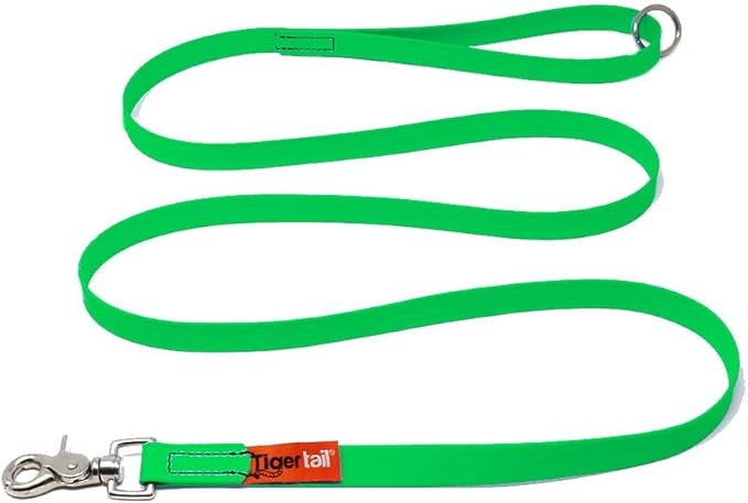 Tiger Tail 4FT Green Premium Coated Nylon Dog Leash for Large Medium & Small Dogs - Waterproof and Odor Proof, Alternative-Leather Lead | Green, 4ft