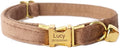 Cat Collar Personalized with Name Engraved and Bell, Customized Velvet Collars for Puppy Kittens (Brown, L)