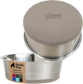 GORILLA GRIP Dog Bowls, Heavy Duty 304 Stainless Steel, Holds 1 Cup Each (8 fl oz) Food and Water Bowl for Feeding Dogs and Cats, Dishwasher Safe, Rust Resistant, BPA Free Rubber Base Set of 2 Beige