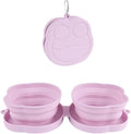 Large Dog Bowl Collapsible Dual Pet Bowl Flip Over Foldable Travel Food & Water Bowls for Dogs & Cats, Lightweight Portable 2-in-1 Double Feeder, 16.9 oz Each Bowl (Pink)