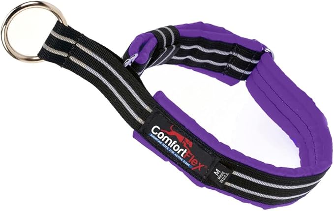 ComfortFlex Premium Padded Martingale Dog Collar – Reflective Waterproof Slip-On Limited Slip Collar for Gentle Control & Escape Prevention - XLarge, Purple