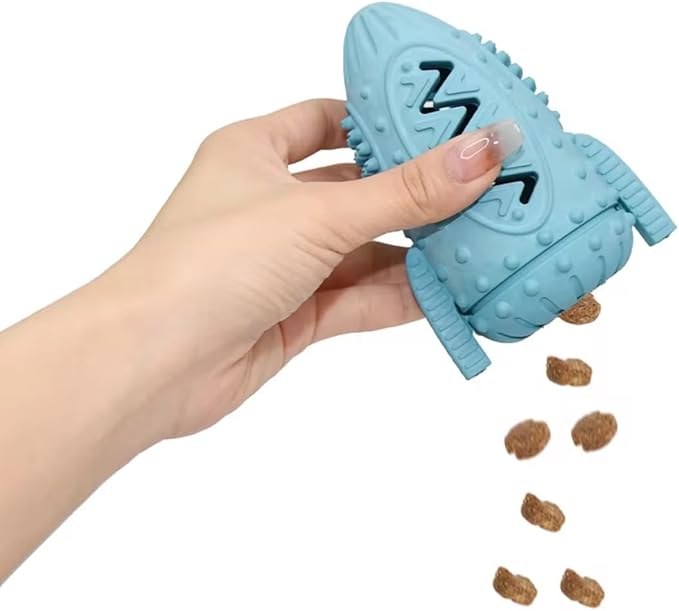 Feed N' Fetch Interactive Treat Rocket - Multipurpose Dog Feeder, Teeth Cleaner & Treat Dispenser - Food Puzzle Toy for All Dog Breeds & Sizes
