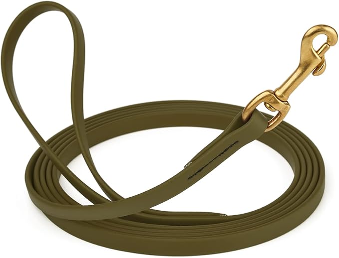 Viper K9 Biothane Working Dog Leash Waterproof Lead for Tracking Training Schutzhund Dog Sport & Search - Odor-Proof Long Line with Solid Brass Snap for Puppy Medium Large 1/2" x 10ft Olive Drab Green