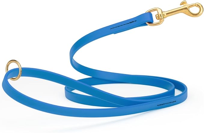 Viper Biothane K9 Working Dog Leash Waterproof Lead for Tracking Training Schutzhund Odor-Proof Long Line with Solid Brass Snap for Puppy Medium and Large Dogs 6ft, Cerulean Blue