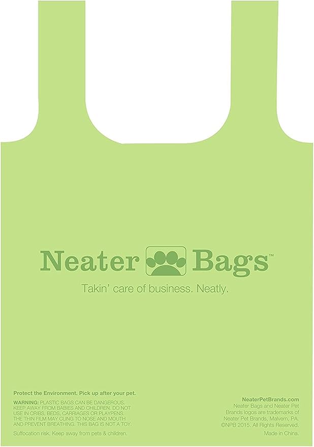 Neater Pet Brands Neater Bags Dog Waste Bag, No Rolls - Dog Poop Bags Dispense One at a Time, Doggie Poop Bag with Easy-Tie Handles, Dispenser Attaches to Any Leash (210 Count, Pink Chevron)