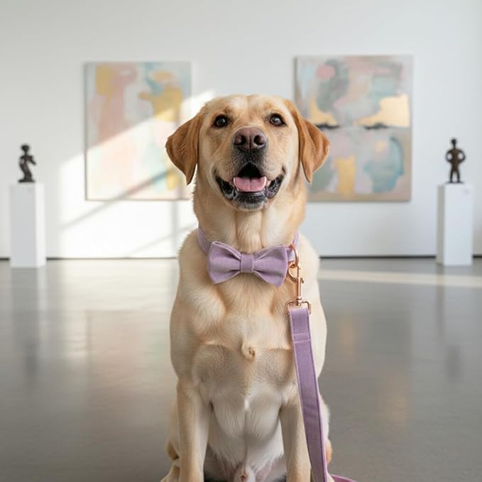 PETDURO Custom Dog Collar Personalized with Name Engraved Quick Release Rose Gold Metal Buckle for Large Medium Small Girl Dogs - Dog Leash and Bow Tie Available - Soft Comfy Velvet (Purple, XS)