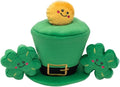 ZippyPaws Burrow Puzzle Plush Dog Toy, Interactive Squeaky Toy for Enrichment, Hide and Seek Game for Small to Medium Dogs, Leprechaun Hat
