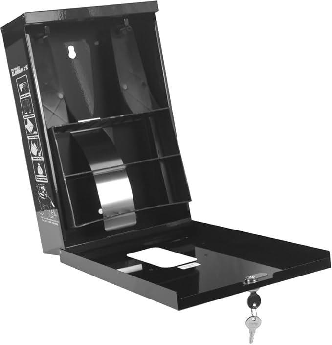 Dog Waste Bag Dispenser - Paw Prints Black Design, Rustproof Aluminum, Lock & Rainguard - Fits Header & Roll Bags - Station/Wall/Pole/Fence Mount