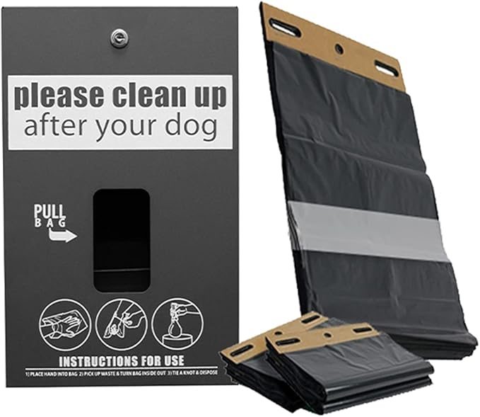 ONEpul® Dog Waste Header Bags System - Dog Waste Station Dispenser - Screen printed & Powder-Coated Aluminum finish - 400 Bags, 2 Keys & Post Mounting Hardware Included + 5-Year Warranty (Matte Black)