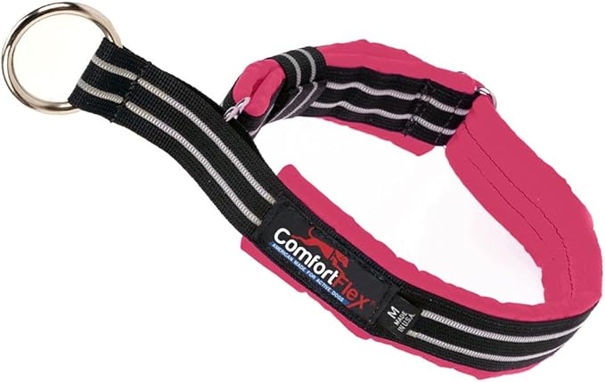 ComfortFlex Premium Padded Martingale Dog Collar – Reflective Waterproof Slip-On Limited Slip Collar for Gentle Control & Escape Prevention - Medium, Berry