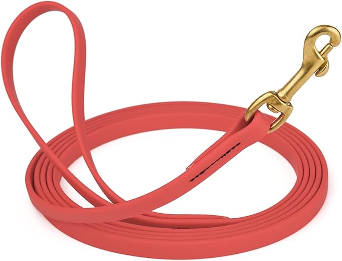 Viper K9 Biothane Working Dog Leash Waterproof Lead for Tracking Training Schutzhund Dog Sport & Search - Odor-Proof Long Line with Solid Brass Snap for Puppy Medium and Large 1/2" x 33ft Coral