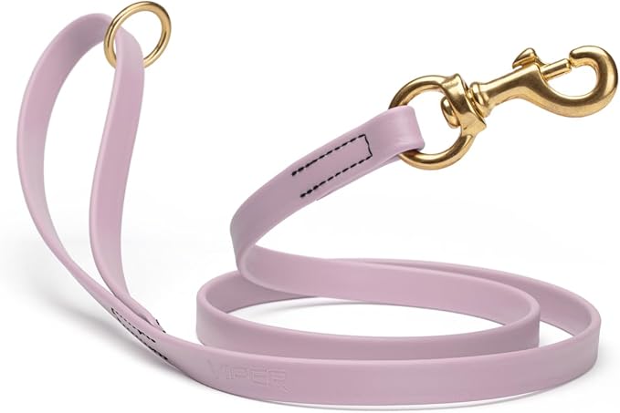 Viper Biothane K9 Working Dog Leash Waterproof Lead for Tracking Training Schutzhund Odor-Proof Long Line with Solid Brass Snap for Puppy Medium and Large Dogs 6ft, Pastel Purple
