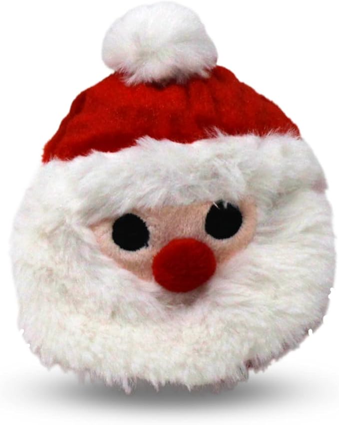 Flourish Pets 2 in 1 Christmas Multi-Layer Chew Toy for Active Dogs | Non-Toxic BPA Free Double Stitched Soft Fabric and Long-Lasting Dog Plush Toys (Santa 3.5")