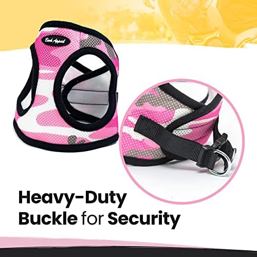 Bark Appeal Pink Camo Step-in Dog Harness for 2XL to 3XL Sized Pets – Updated Sizing, Re-Measuring is Essential – Soft Vest Harness – Anti-Choke with Adjustable Strap & Heavy Duty Clip – XXXL