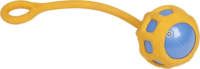 Pet Life ® 'Tug-O-Warp' Fling and Tugging Squeaker Ball Durable TPR Fetch and Chew Dog Toy