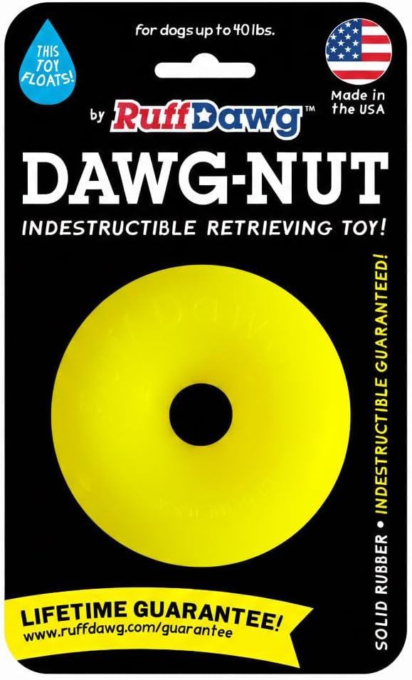 Ruff Dawg Dawg-Nut – Donut-Shaped Dog Toy – Bouncy, Floating Fetch Toy for Aggressive Chewers – Ideal for Teething Puppies & Outdoor Play – Weatherproof & Washable