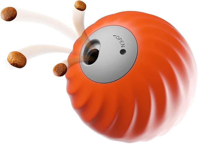 Interactive Pet Food Dispensing Ball, Electronic Treat Puzzle Toy for Dogs, 2.83 Inch Diameter, USB Type-C Charging (Orange)