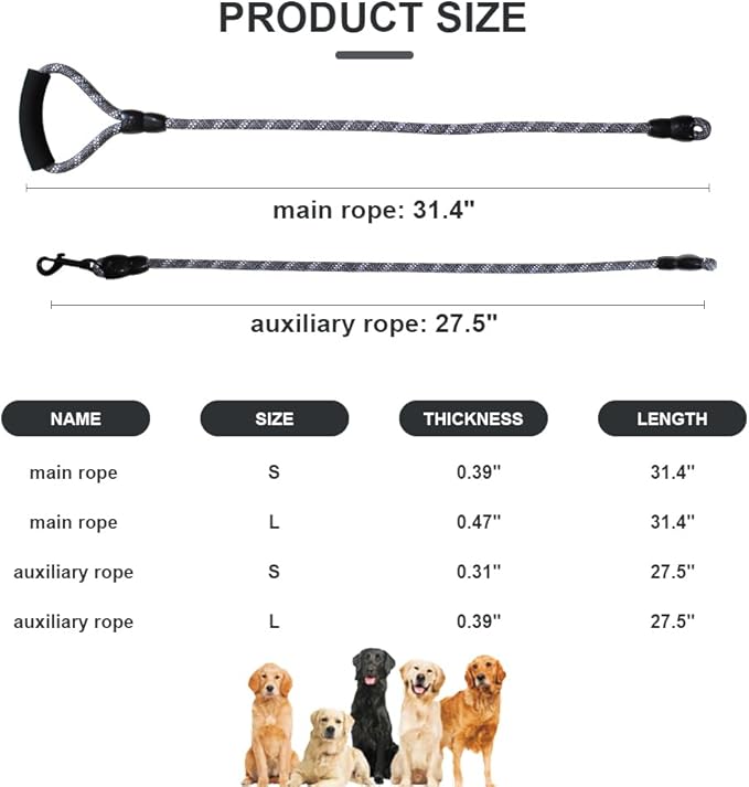 Dual Dog Leash 360° Tangle-Free - Reflective Heavy Duty, Comfortable Handle for Small/Medium/Large Dogs, Support Multiple Rope Addition (Black 1, Five Leashes)