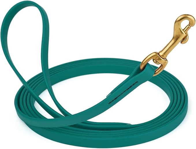 Viper K9 Biothane Working Dog Leash Waterproof Lead for Tracking Training Schutzhund Dog Sport & Search - Odor-Proof Long Line with Solid Brass Snap for Puppy Medium and Large 1/2" x 10ft Blue Aqua