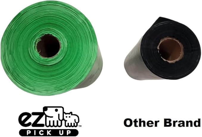 EZ Pick Up 1000 Count Dog Waste Poop Bags, Unscented Single Roll, Heavy Duty, Improved Thickness (Green - 1000ct)