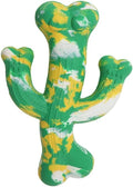 Natural Rubber Cactus-Shaped Dog Chew Toy, Green and Yellow Swirl, Durable Teething Toy for Small to Medium Breeds