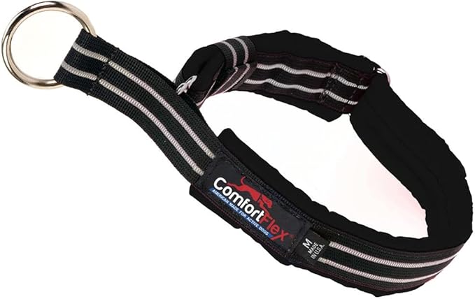 ComfortFlex Premium Padded Martingale Dog Collar – Reflective Waterproof Slip-On Limited Slip Collar for Gentle Control & Escape Prevention - Small, Raven Black