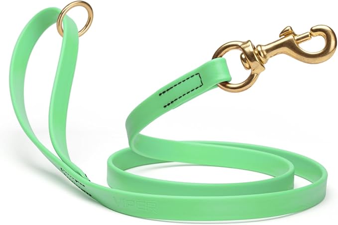 Viper Biothane K9 Working Dog Leash Waterproof Lead for Tracking Training Schutzhund Odor-Proof Long Line with Solid Brass Snap for Puppy Medium and Large Dogs 6ft, Sea Foam Green