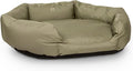 K9 Ballistics Tough Ripstop Oval Bolster Dog Bed, Calming Round Den Shape, Scratch Resistant, Machine Washable - Large, Sage Green
