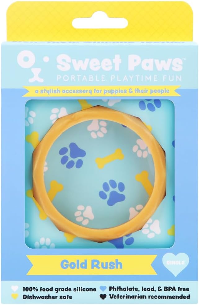 Puppy Teething Rings, Bracelet Food Grade Silicone Chew Toys for Small Dogs and Medium Dog, Puppy Nipping Solution Toys, Chew Toys for Puppies 0-6 Months - Gold Rush