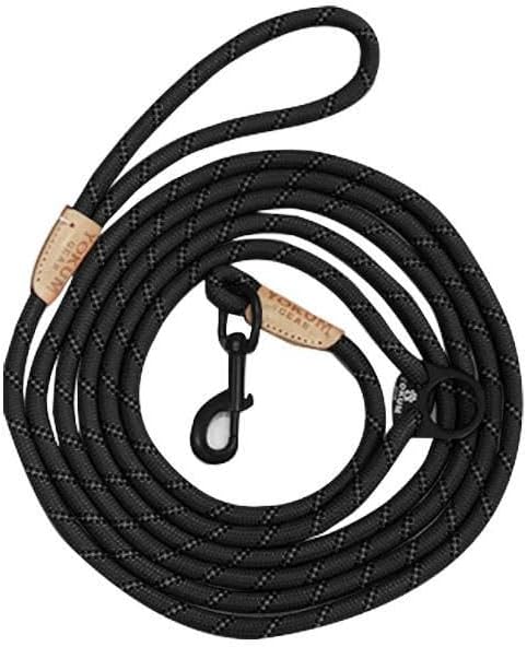 12ft No Pull No Choke Leash Long Rope Dog Leash, Anti Pulling, Dog Leads for Walking, Double Hook & Escape Proof for All Breeds, Reflective Black