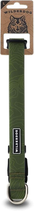 Wilderdog Waterproof Dog Collar- Repels Water & Dirt - Large 17"-24" - Olive
