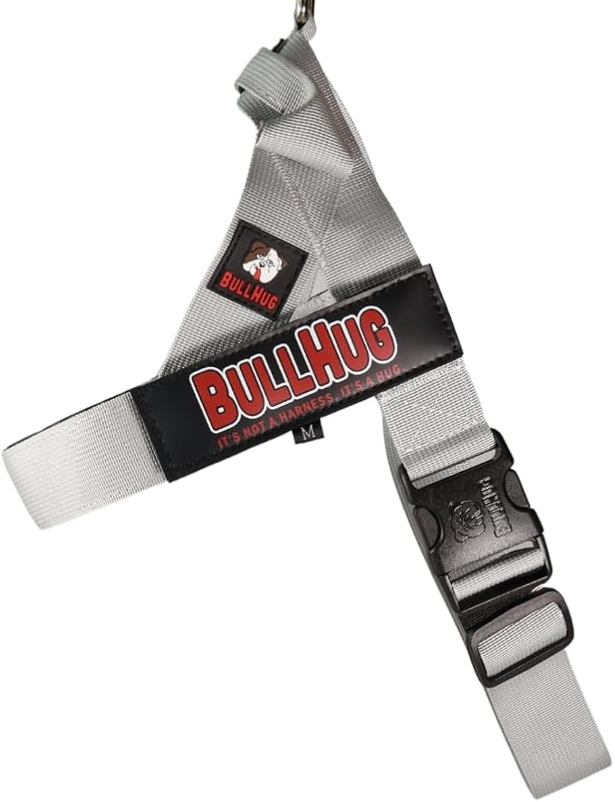 BULLHUG Adjustable Dog Harness– No Pull, No Choke – for English Bulldogs, French Bulldogs, Pugs & Broad-Chested Breeds – Easy, Safe Walks (Silver, Small)