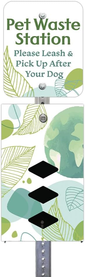 DISPENSE-ART™ collection "Watercolor Earth" - Custom UV printed design on rust-proof aluminum 7' dog waste station with 400 dog waste roll bags