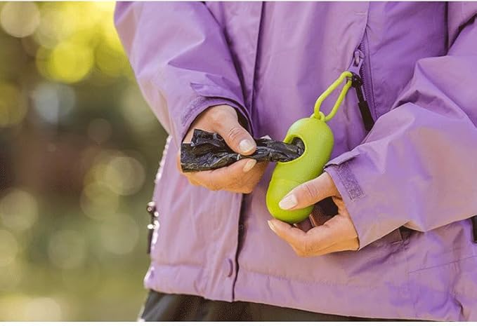 Dog Poop Bag Dispenser With Bags - Durable and Guaranteed Leakproof, Unscented, 1 Holder and 15 Bags, Black