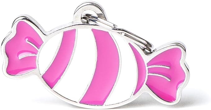 My Family Personalized Pet ID Tag Made in Italy, Candy, Free Engraved Dog Tag, Hand Enameled Metal, Food Collection