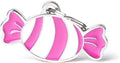 My Family Personalized Pet ID Tag Made in Italy, Candy, Free Engraved Dog Tag, Hand Enameled Metal, Food Collection