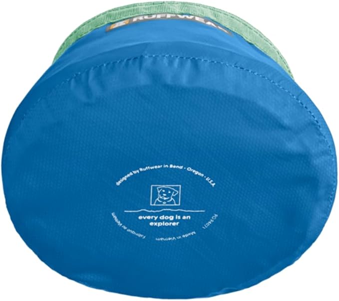 Ruffwear, Trail Runner Collapsible Dog Bowl, Ultralight Packable Water Bowl, Waterproof Coated Fabric, Packs Into Its Own Pocket, Pocket‑Friendly for On-The-Go Hydration, 4.2 Cups (1 L), Blue Pool