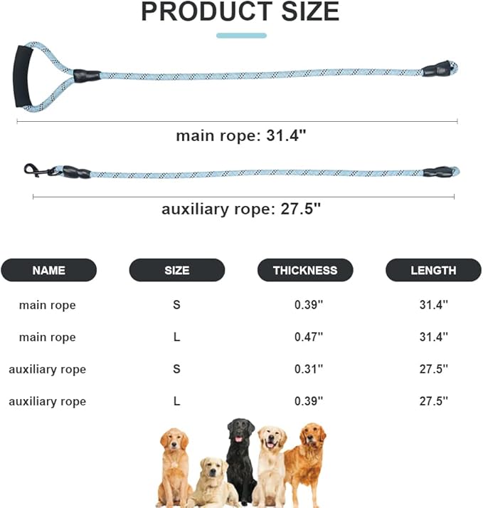 Dual Dog Leash 360° Tangle-Free - Reflective Heavy Duty, Comfortable Handle for Small/Medium/Large Dogs, Support Multiple Rope Addition