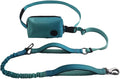 Hands Free Dog Leash for Large Medium Dogs Heavy Duty Bungee Reflective Adjustable Waist Leashes for Walking Running with Zipper Pouch 6-9FT (Green with 6-9FT)
