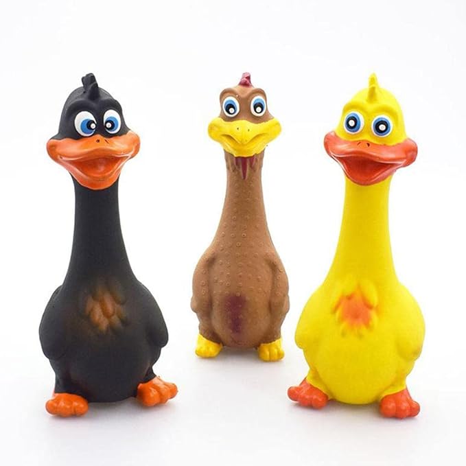 Rubber Chicken Screaming Dog Chew Aggressive Chewer, Tough Dog Chews Toy, Dog Small Medium Large Dogs, Non-, Brown 17x6cm