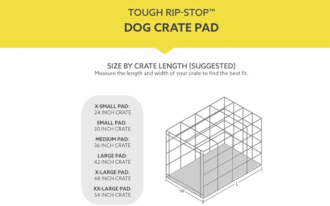 K9 Ballistics Tough Ripstop Dog Crate Pad - Durable, Machine Washable Kennel & Travel Mat for Puppies and Medium Dogs, 35 x 22 fits 36” Wire Crate, Light Gray Velvet