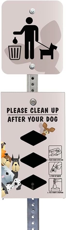 DISPENSE-ART™ collection "Peek A Pup" - Custom UV printed design on rust-proof aluminum 7' dog waste station with 400 dog waste roll bags