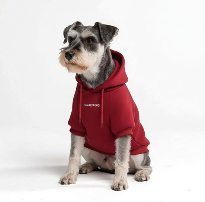 Spark Paws Dog Hoodie – Premium Dog Sweater for Small, Medium, and Large Dogs | Warm Outfits for French Bulldogs, Pitbull, Puppy, Winter Jacket Alternative - Burgundy - M
