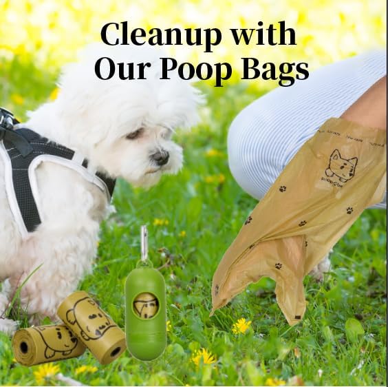 870 Counts Dog Poop Bags Rolls with Dispenser & Leash Clip, Scented Poop Bags for Dogs Waste, Extra Thick & Leak Proof for Poop Doggie Puppy Pet Waste, 9" x 13", Dark Khaki