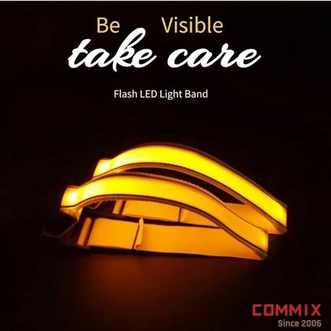 COMMIX CN,2-Pack Flash LED Pet Safety Collar Light Band - Yellow,Single Adjustable Light Up Collar for Dogs,Two Connectable for Large Pets,Easy Snap Buckle Design,SAVELIVESNOW