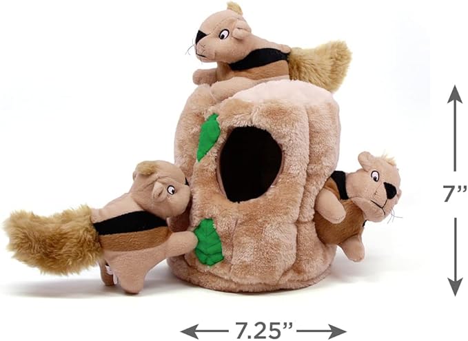 Outward Hound Hide A Squirrel Plush Dog Toy Puzzle (Large) and Outward Hound Nina Ottosson Dog Brick Interactive Treat Puzzle Dog Toy